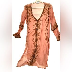 Hand Beaded Beach Cover Up‎ Size Large in Pink